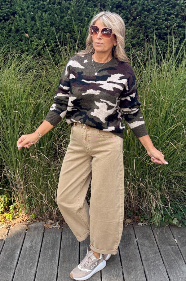 Barrel jeans taupe