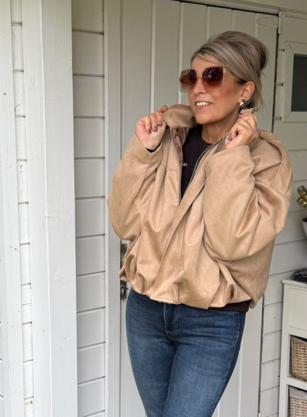Vest imitatie daim lichtbeige Zanae
