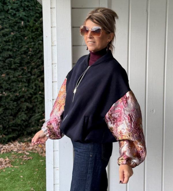 Sweatervest blauw met wijde mouwen