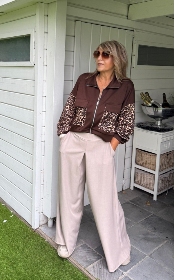 sweatervest in zacht stofje Lauren choco