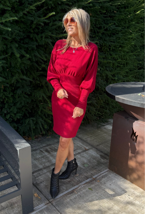 kleedje tricot wijnrood