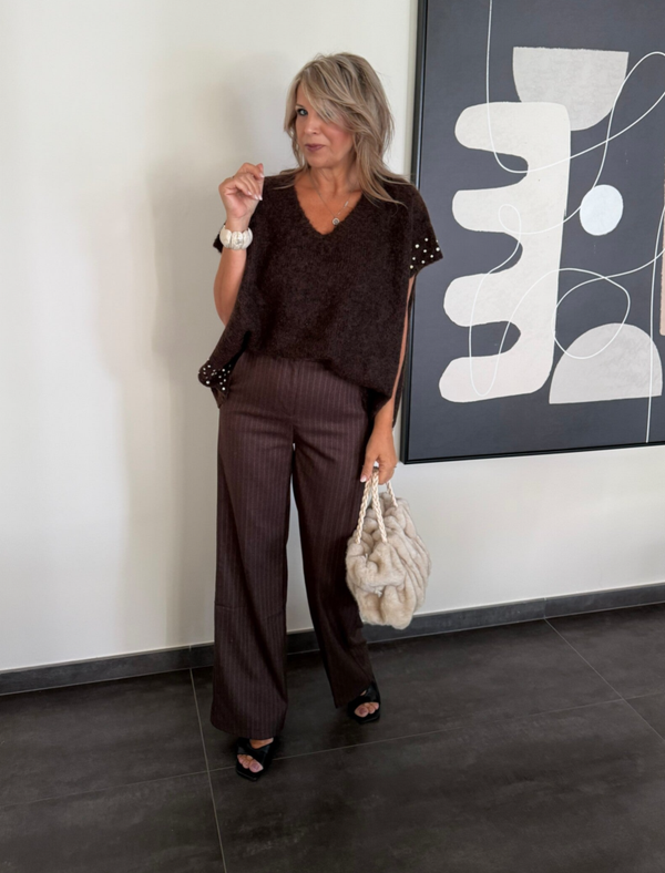 Trui met strass PAulien marron