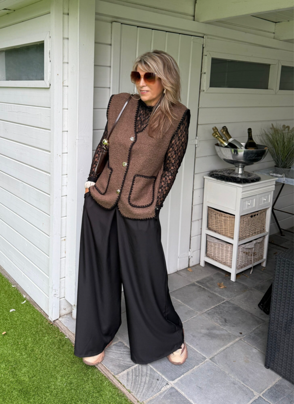 Gilet zonder mouwen met knoopjes Lisse marron