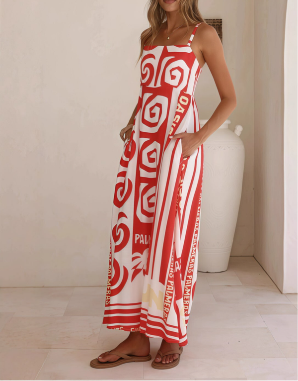 Kleedje palmeras rood