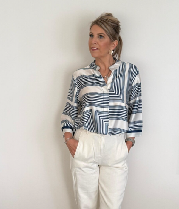 blouse blauw ruit