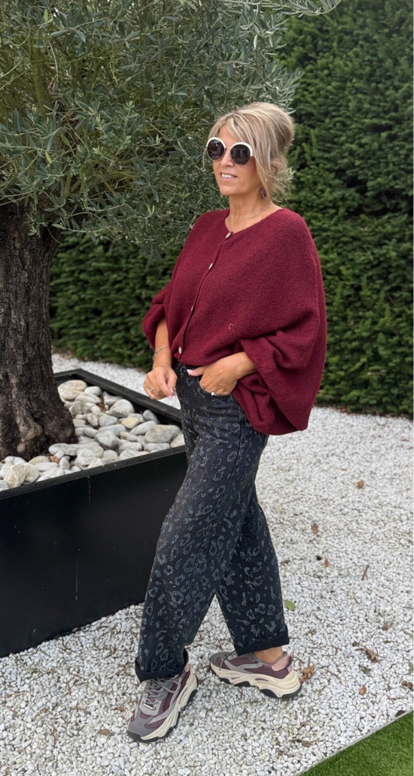 Jeans met leopard print en strass black