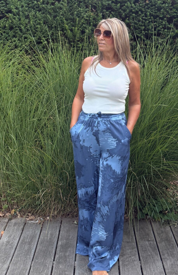 Satijnen broek Tess  blauw