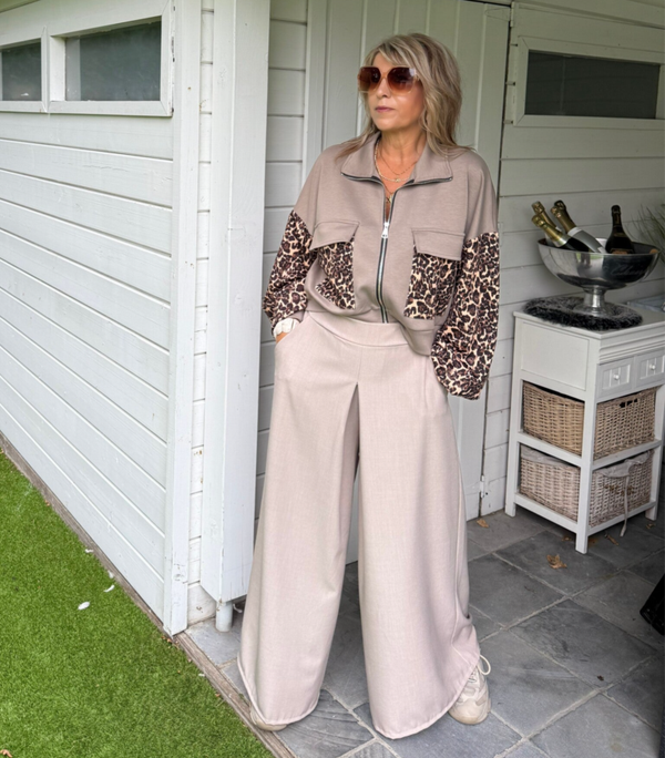 sweatervest in zacht stofje Lauren taupe