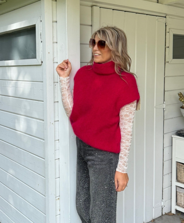 mohair knit met rolkraag framboos Nies