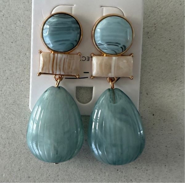 Oorbellen hangertjes groen/blauw