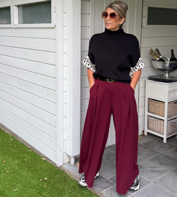 Broek met riem burgundi Jill