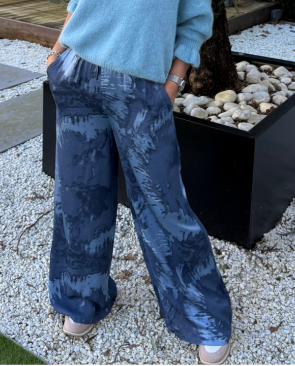 Satijnen broek Tess  blauw