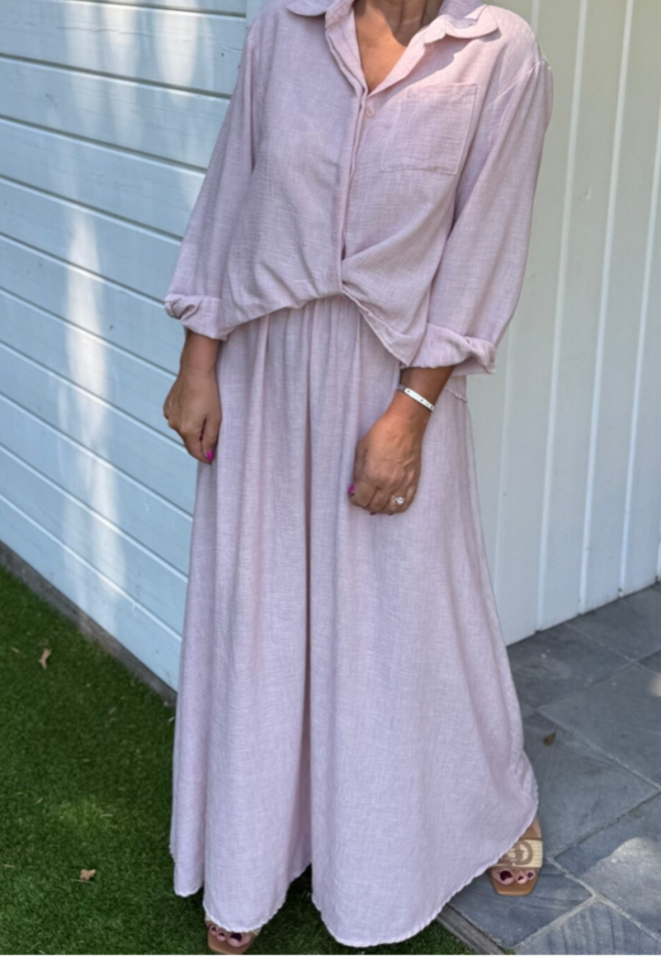 Rok pink linnen