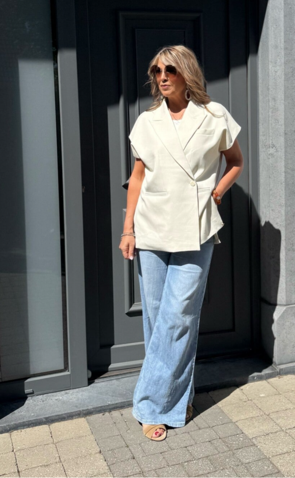 Blazer zonder mouwen gebroken wit