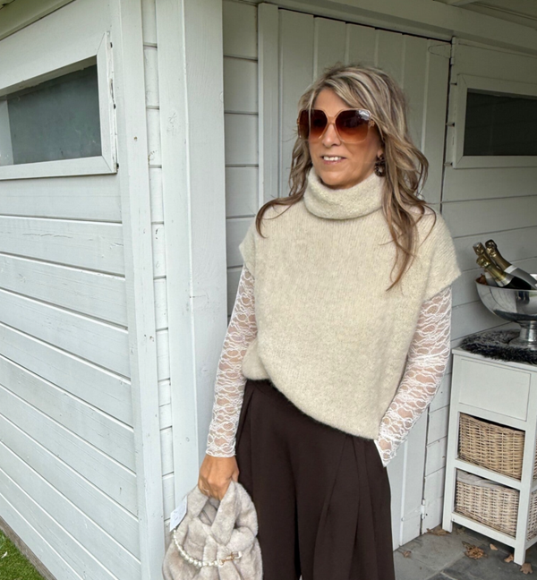 mohair knit met rolkraag ecru Nies