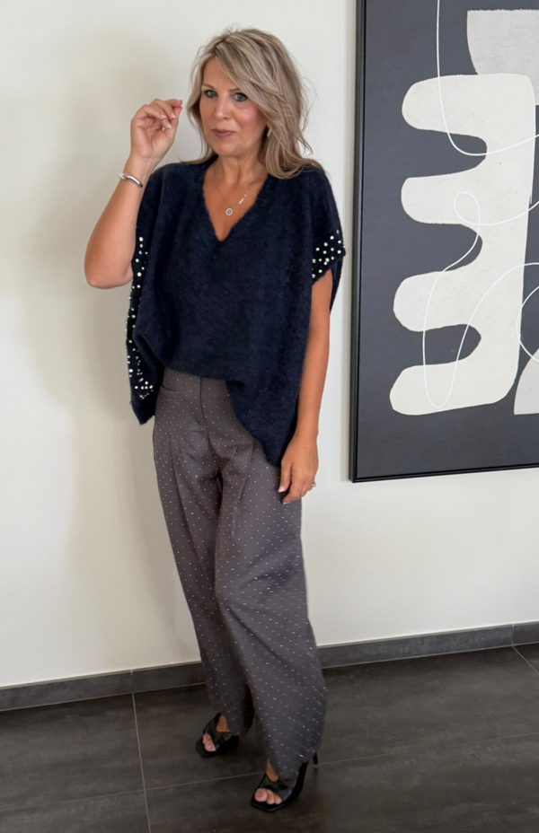 Trui met strass PAulien blauw