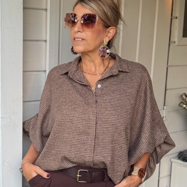 blouse taupe Vichy