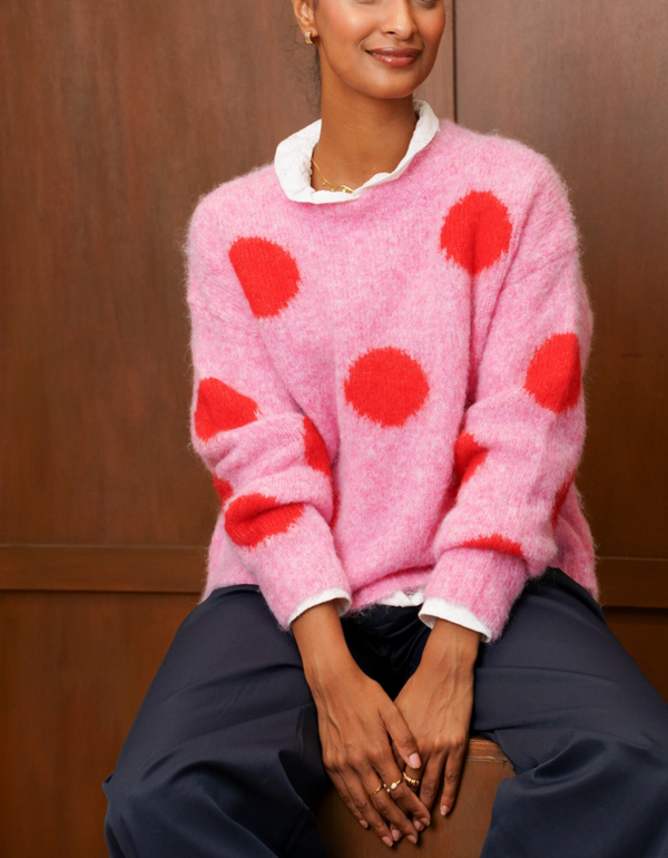Trui Frauke pink met dots