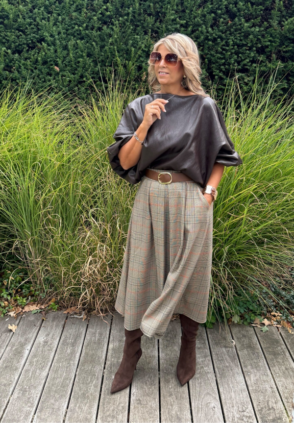 Blouse Louise met ballonmouwen choco