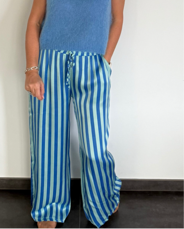 Satijnen broek blauw/donkerblauw