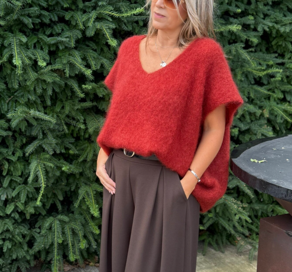 Trui mohair brick Ruby - prikt niet