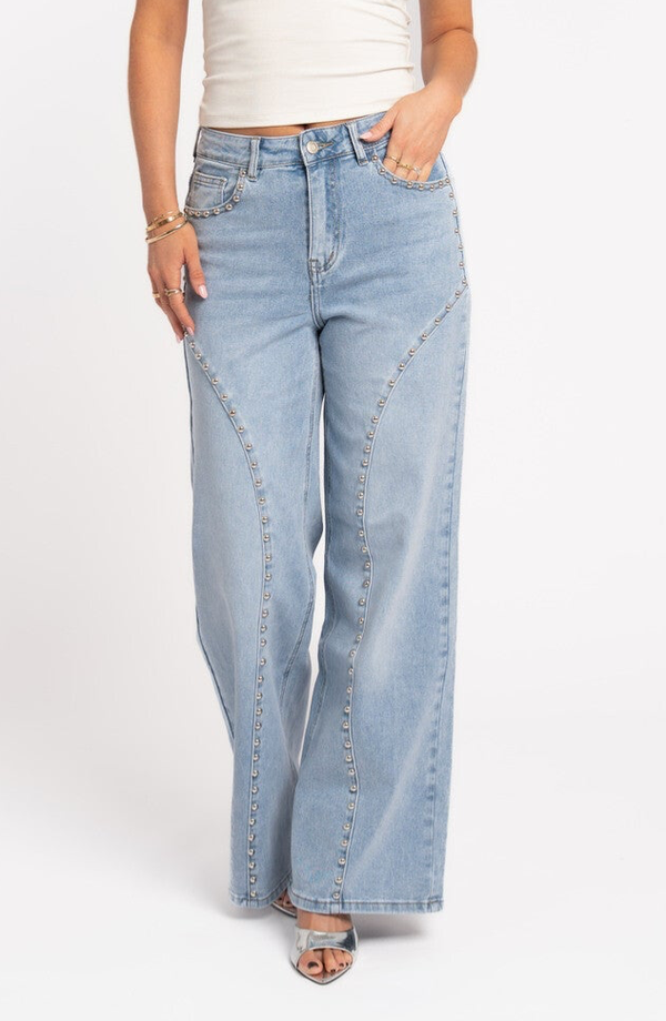 Jeansbroek met studs