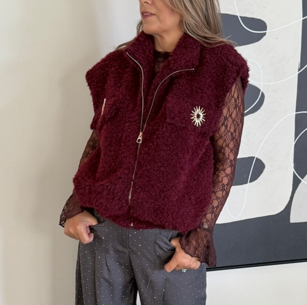 teddy vest  met rits