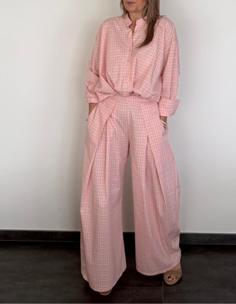 Broek geruit Dina pink