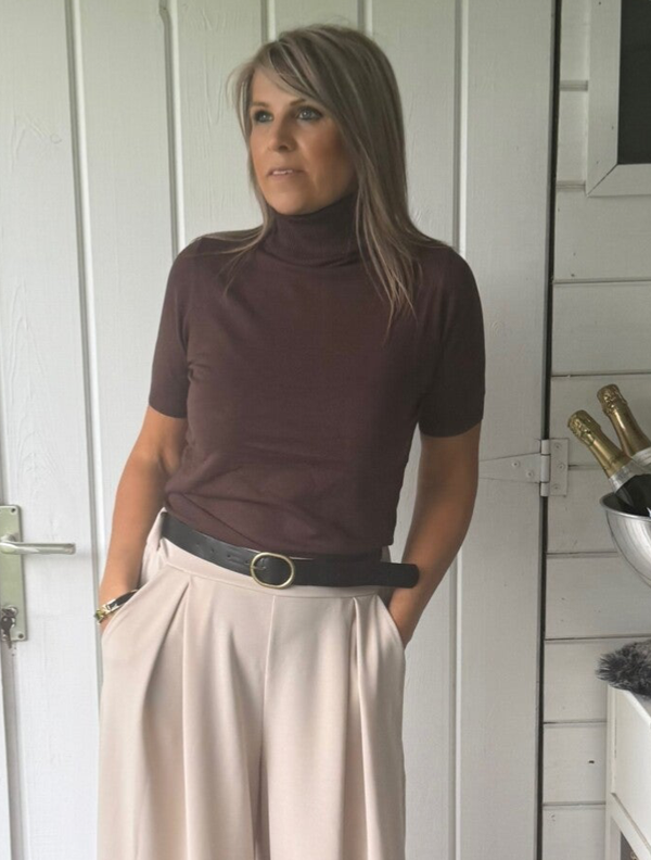 Souspull met korte mouw marron