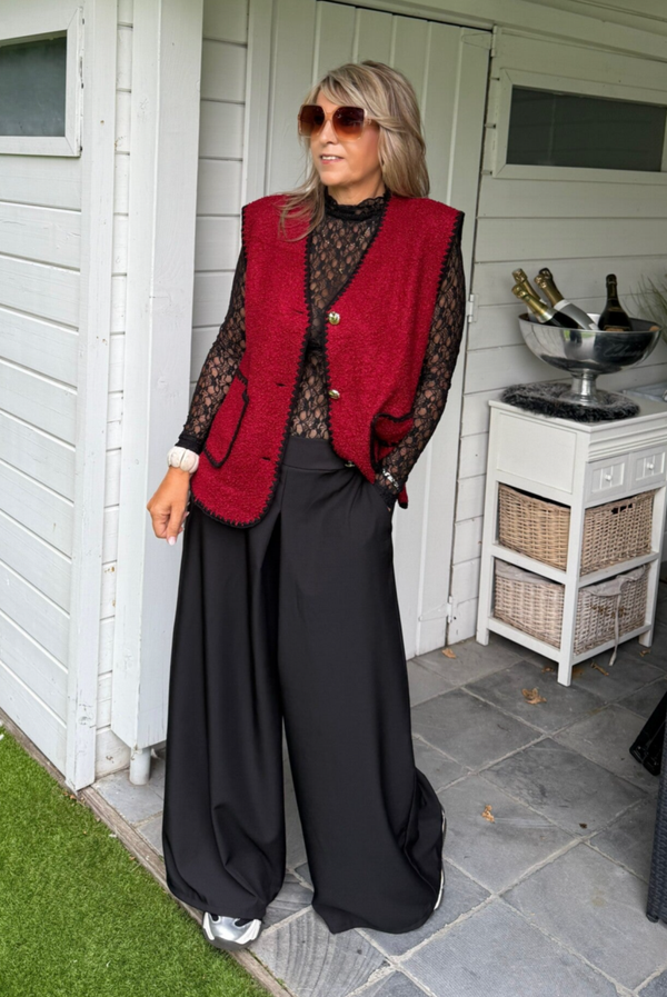 Gilet zonder mouwen met knoopjes Lisse burgundi