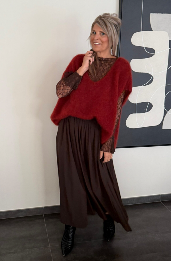 Trui mohair brick Ruby - prikt niet