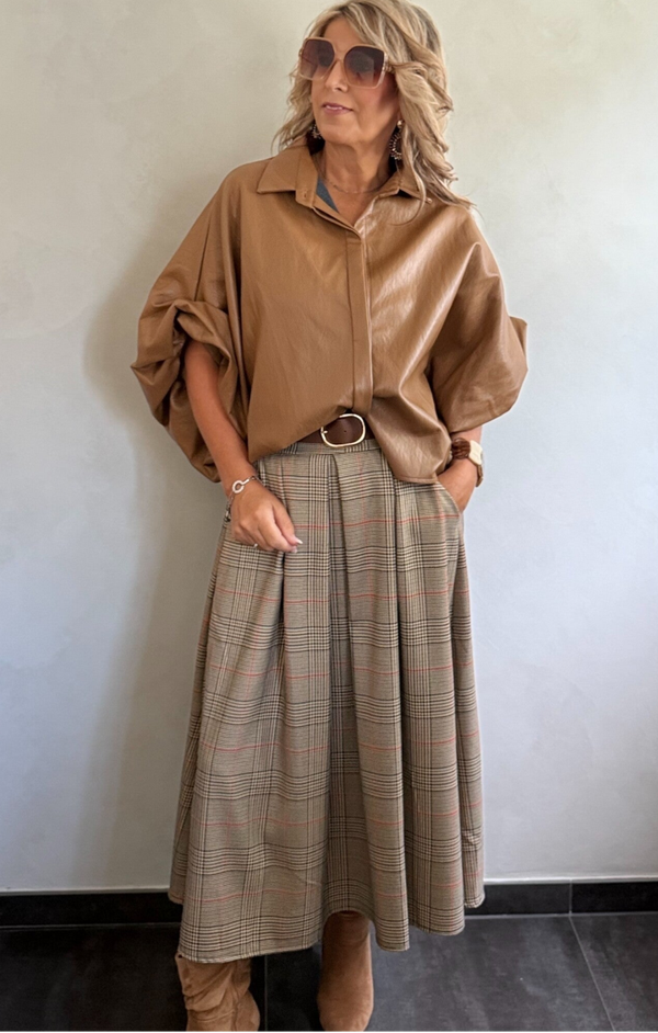 Rok  vichy beige/bruin roest Beau