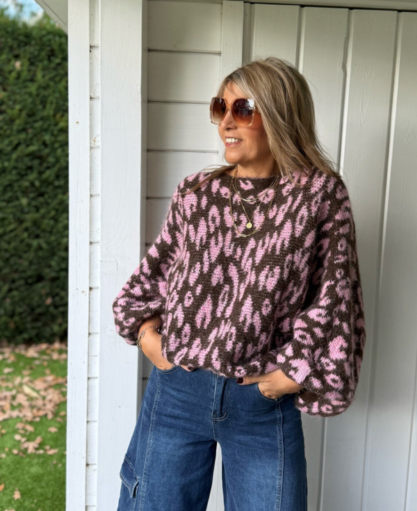 Trui burgundi/pink Aske