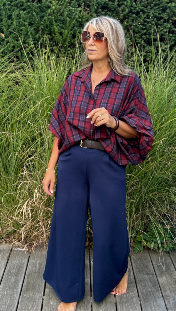 Blauwe  broek met ceintuur Meli
