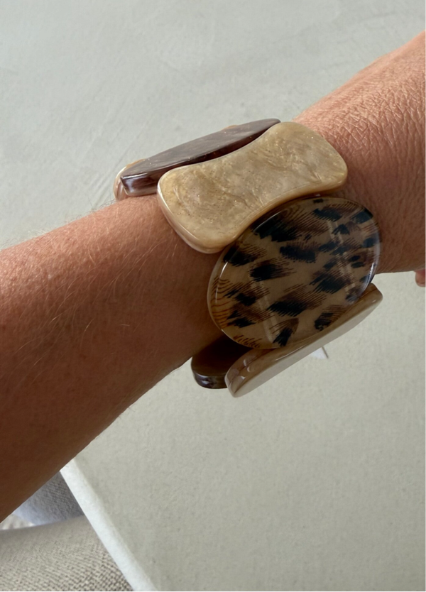 Armband bruin met beige en leopard motief