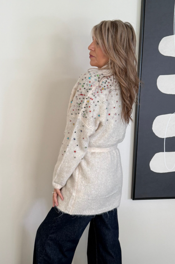 Halflange cardigan Maru ecru