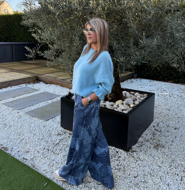 Satijnen broek Tess  blauw