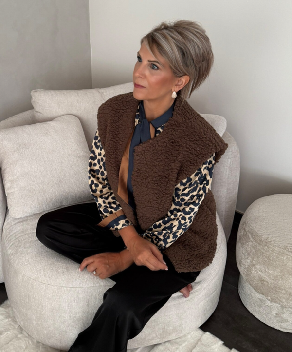 Teddy vestje zonder mouwen marron