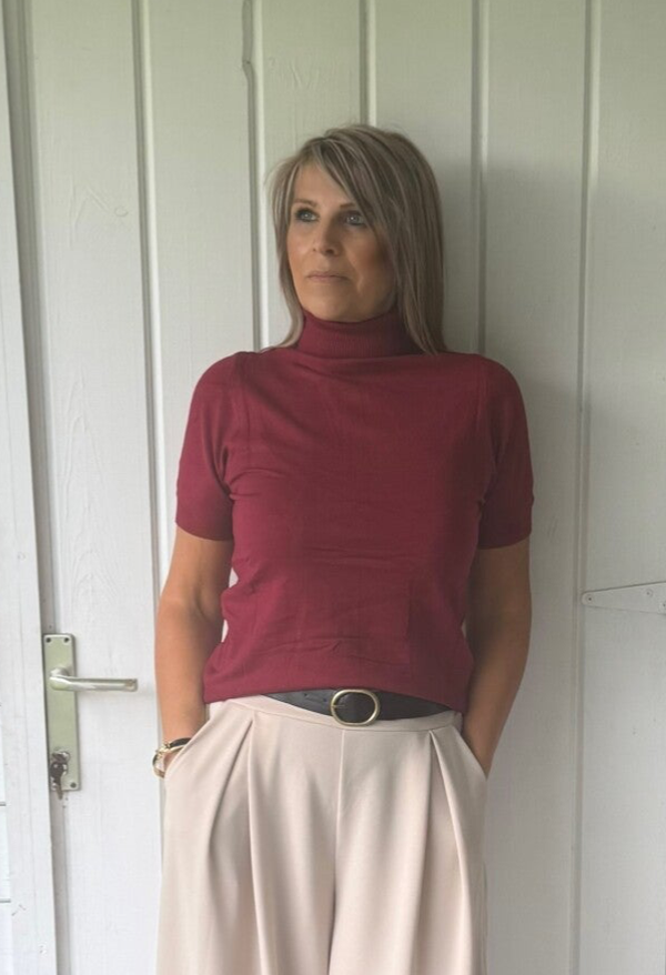 Souspull met korte mouw burgundi