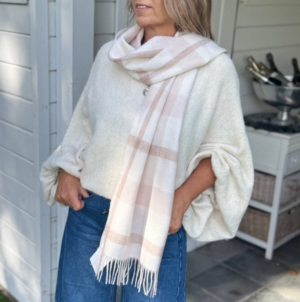 Sjaal beige ruit