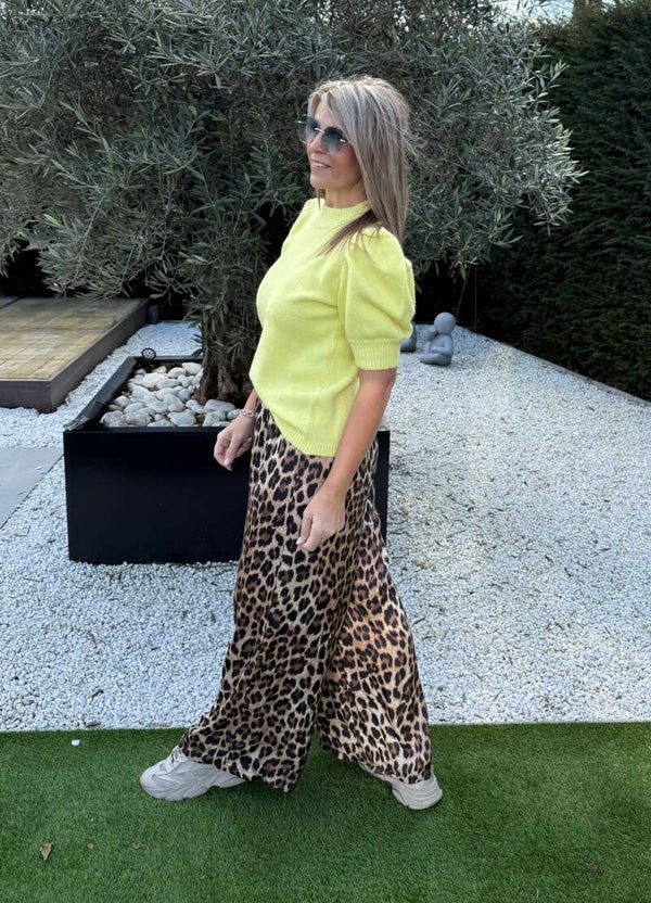 Trui Nane met fronsmouwen geel