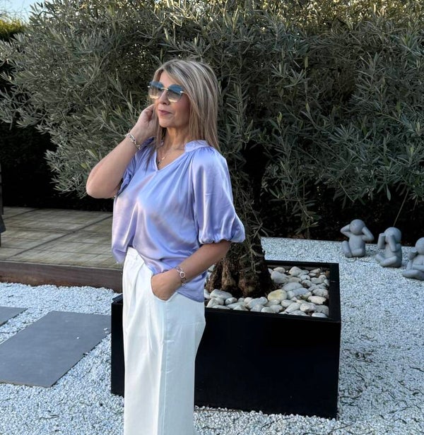 Satijnen blouse Kay lila