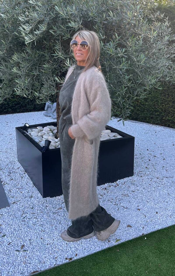 Cardigan kidmohair  ecru fonce 80% -