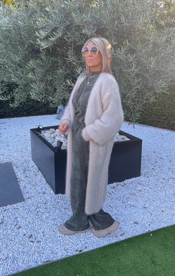 Cardigan kidmohair licht ecru 80% -