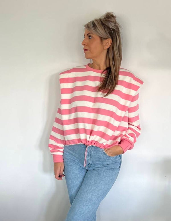 Sweater met schoudervulling pink