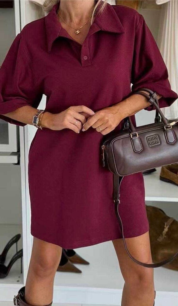 Kleedje in zacht viscosestofje BURGUNDI