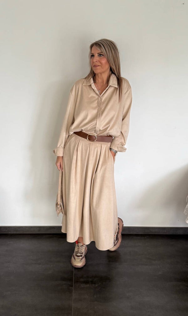 Suedelook hemd beige