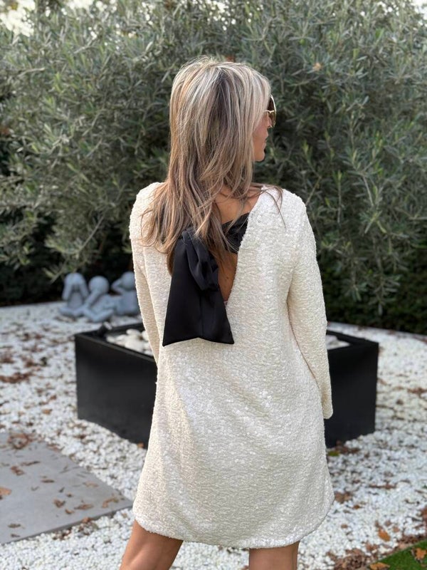 Kleedje pailletjes en strik op rug Naomé