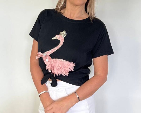 t-shirt zwaan  zwart