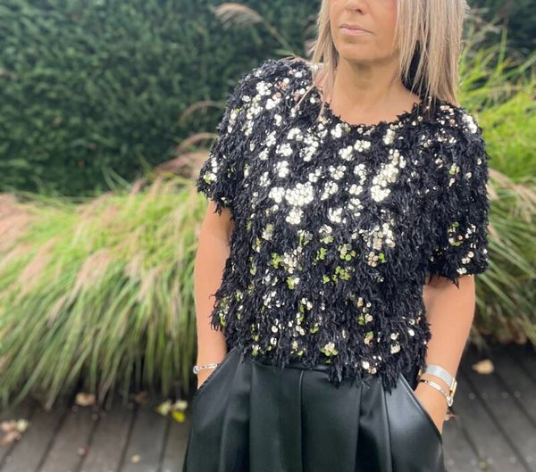 Top met pailletjes Lenka zwart